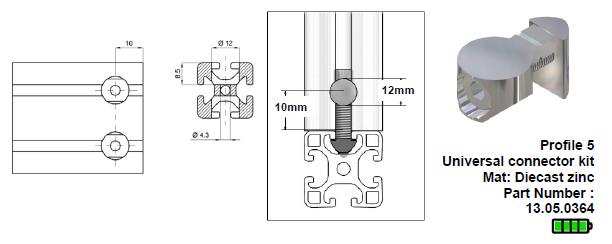 Aluminium profile universal connector